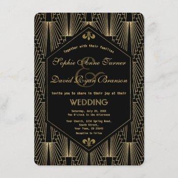roaring 20s great gatsby vintage art deco wedding invitation