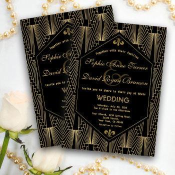 roaring 20s great gatsby vintage art deco wedding invitation