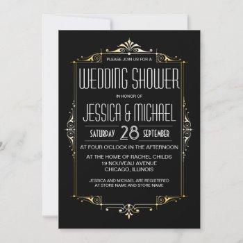 roaring 20's theme wedding shower | art deco style invitation