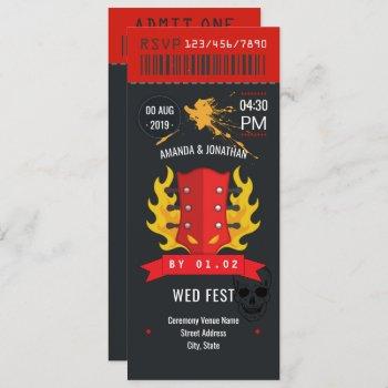 Small Rock And Roll Wedding Ticket Custom Front View