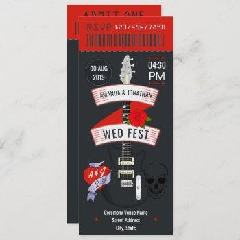 rock n' roll wedding ticket custom invitation
