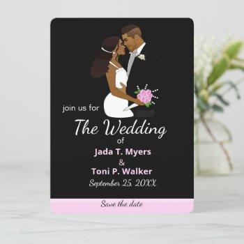 Small Romantic African American Save The Date Front View