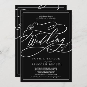 romantic black and white all in one wedding invitation
