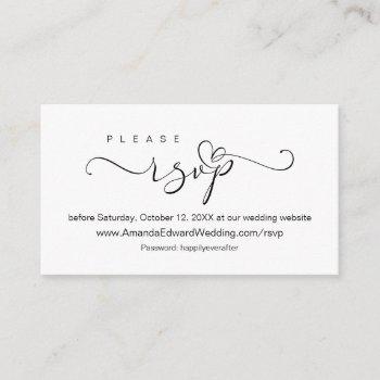 Small Romantic, Black, Wedding Online Rsvp, Reminder Enc Enclosure Card Front View