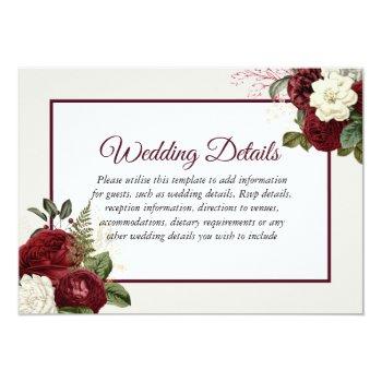 Small Romantic Burgundy Floral Wedding Reception Details Front View