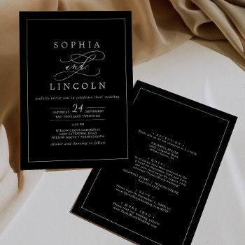 Small Romantic Calligraphy | Black All In One Wedding Front View