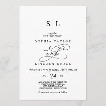 romantic calligraphy | flourish monogram wedding invitation