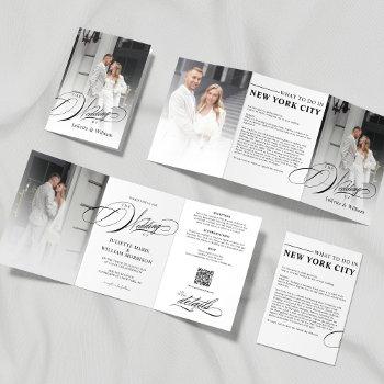 romantic elegant photo tri-fold wedding invitation