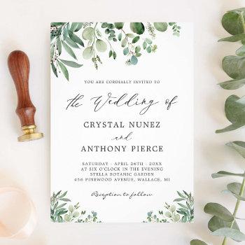romantic eucalyptus themed garden wedding invitation