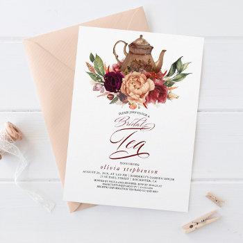 Small Romantic Floral Earthy Fall Baby Shower Tea Front View