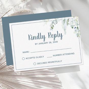 Small Romantic Floral White Gentle Flowers Grey Wedding Rsvp Front View