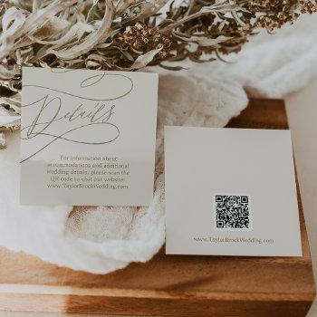 Small Romantic Gold And Ivory Qr Code Wedding Details Enclosure Card Front View