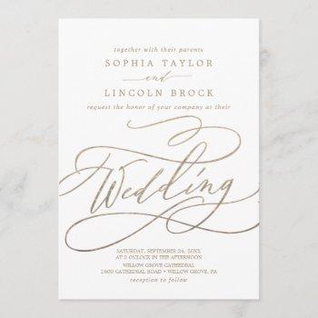 Small Romantic Gold Calligraphy | Flourish Wedding Front View