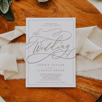 romantic gold calligraphy | frame the wedding of invitation