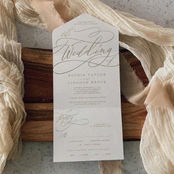 romantic gold calligraphy | ivory the wedding of all in one invitation