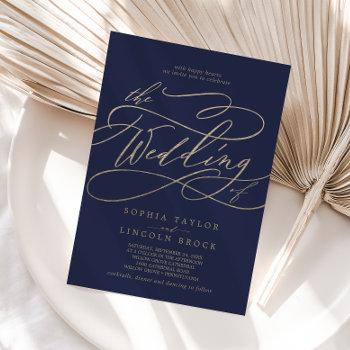 romantic gold calligraphy | navy the wedding of invitation