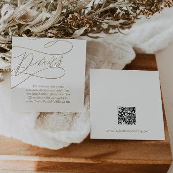 Small Romantic Gold Calligraphy Qr Code Wedding Details Enclosure Card Front View
