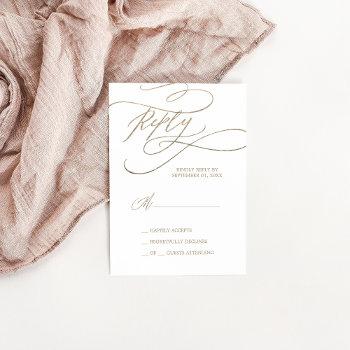 Small Romantic Gold Calligraphy Simple Rsvp Front View