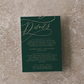 romantic green calligraphy details enclosure card