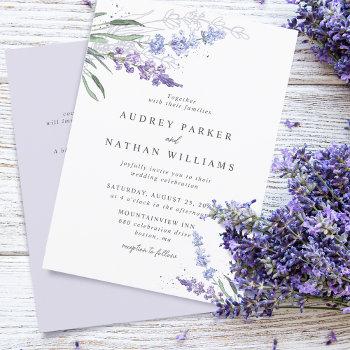 romantic lavender floral w/ details wedding invitation