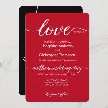 romantic red black valentine's wedding invitation
