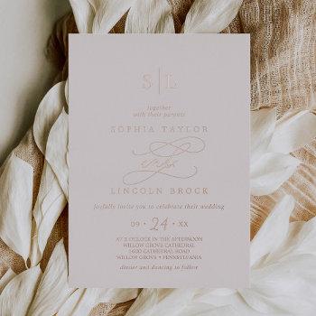 Small Romantic Rose Gold Foil | Blush Monogram Wedding Foil Front View