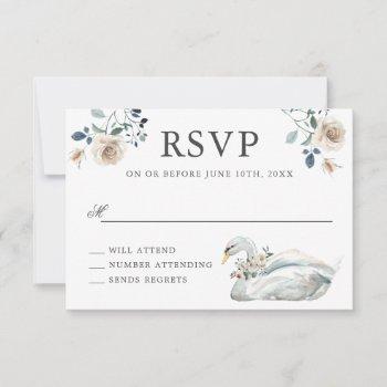 romantic roses and swan wedding rsvp