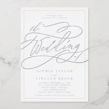 romantic silver foil calligraphy | frame wedding foil invitation