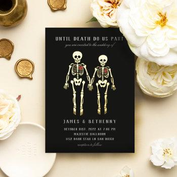 romantic skeletons foil invitation