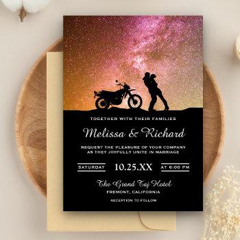 romantic twilight galaxy couple wedding invitation