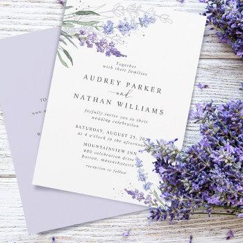 romantic watercolor lavender w/details wedding invitation