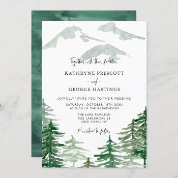 romantic watercolor woodland wedding invitation