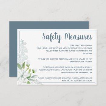 Small Romantic White Flowers Safety Measures Wedding Enclosure Card Front View