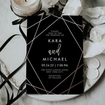 Small Rose Gold And Black Elegant Geometric Wedding Foil Front View