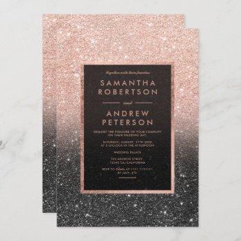 Small Rose Gold Black Glitter Frame Ombre Wedding Front View