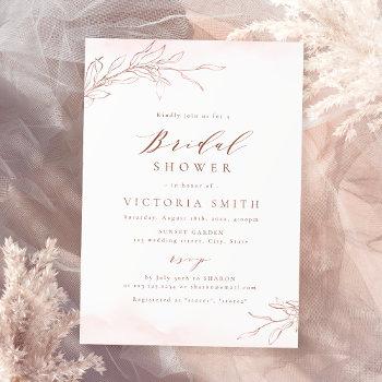 rose gold elegant botanical rustic bridal shower invitation