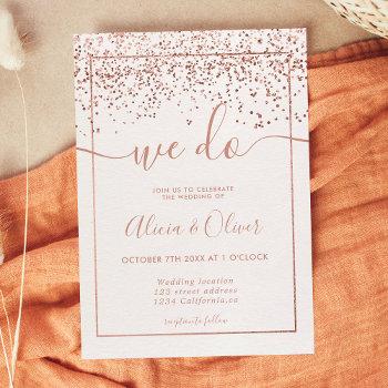 Small Rose Gold Foil White Photo Initials Wedding Front View