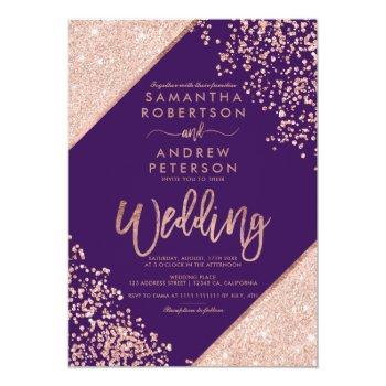 Small Rose Gold Glitter Confetti Chic Purple Wedding Front View