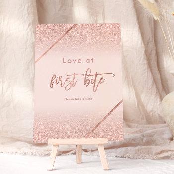 Small Rose Gold Glitter Typography Blush Pink Sign Front View