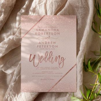 Small Rose Gold Glitter Typography Blush Pink Wedding Front View
