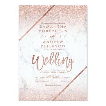 Small Rose Gold Glitter Typography Marble Wedding Front View