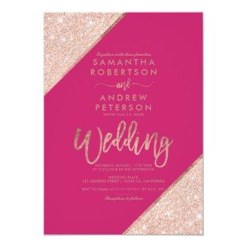 Small Rose Gold Glitter Typography Pink Wedding Front View
