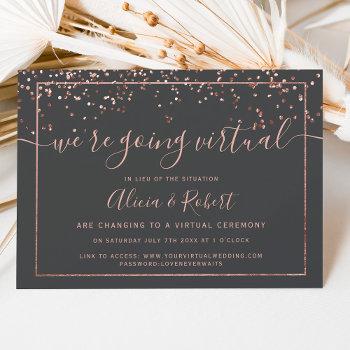 Small Rose Gold Gray Script Virtual Wedding Front View