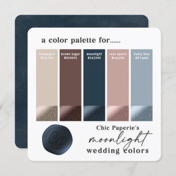 rose gold & navy winter wedding color palette card
