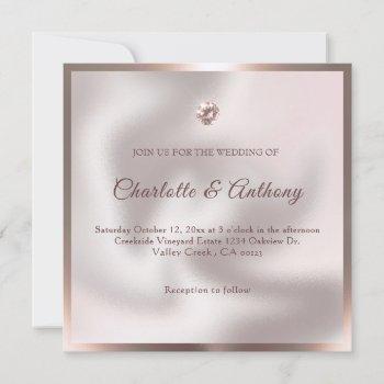 rose gold pearl & diamond gemstone wedding invitation