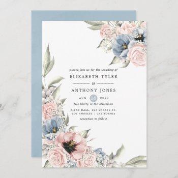 Small Rose Quartz And Serenity Blue Floral Wedding Front View