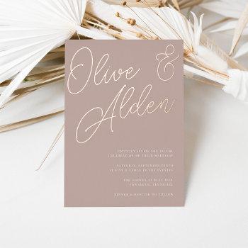 Small Rose Taupe | Rose Gold Script Wedding Foil Front View