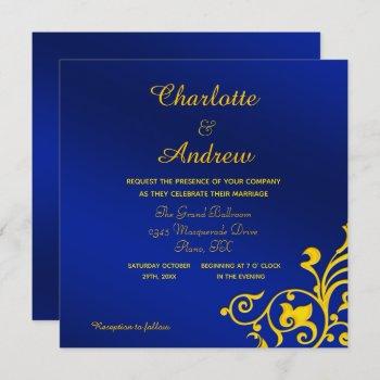 Small Royal Blue And Gold Wedding Front View
