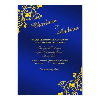 Small Royal Blue And Golden Yellow Floral Wedding Front View