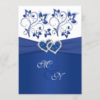 Small Royal Blue And White Joined Hearts Front View